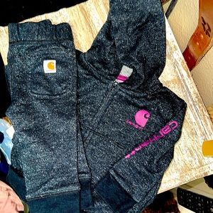 Carhartt baby girl sweat pants & jacket w/ hood like new.